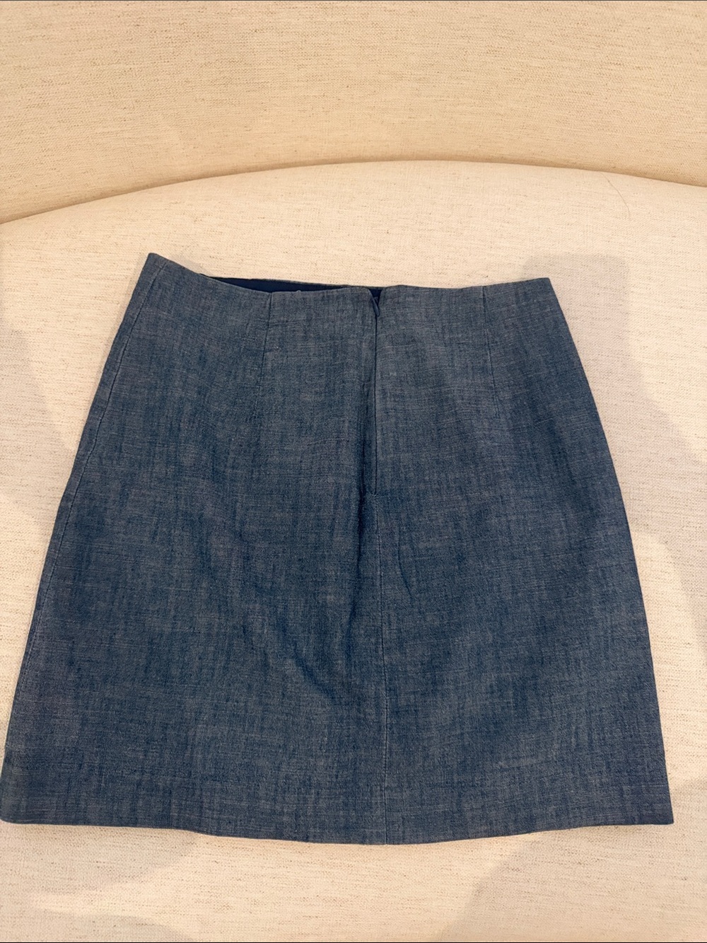 J. Crew Blue Denim Mini Skirt with Scallop Trim - Picture 3 of 5